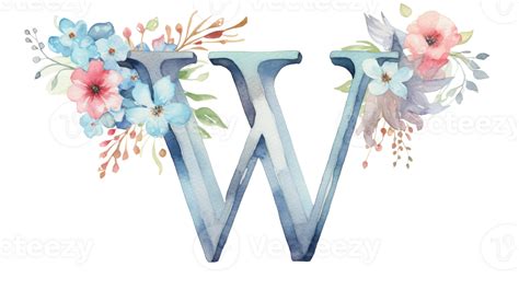 Whimsical Watercolor Letter W Sticker on isolated Transparent ...