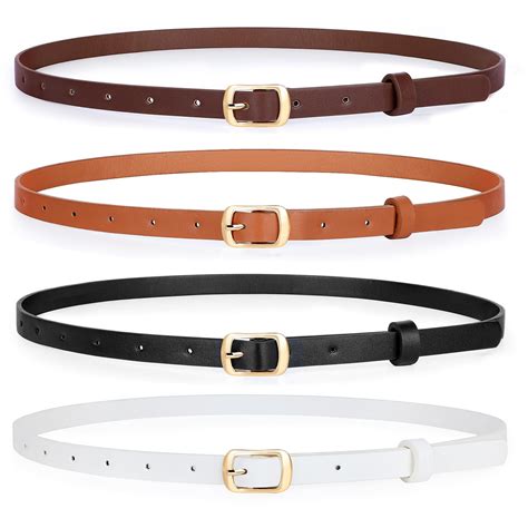 Suosdey Skinny Women Slim Leather Belt Silver Buckle Ladies Thin Waist Belts For Jeans Dresses