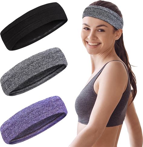 Zexik 3 Pcs Sweat Bands Headbands For Women Workout