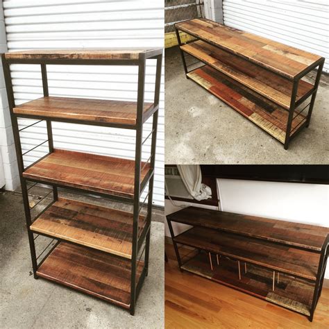 Buy Custom Port Rustic Reclaimed Wood And Steel Shelves Made To Order