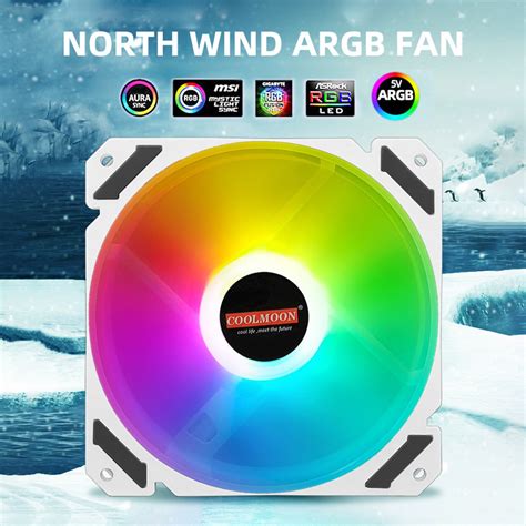 COOLMOON RGB FAN 120mm AURA SYNC 5v 3pin ARGB 4pin PWM PC FAN White PC