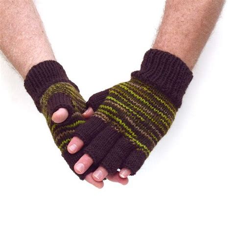 Mens Fingerless Gloves Merino Wool Knit Gloves By Socksandmittens Mensgloves