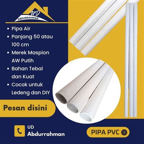 Jual Pipa Paralon PVC Maspion AW Putih 1 2 3 4 1 Inch Shopee Indonesia