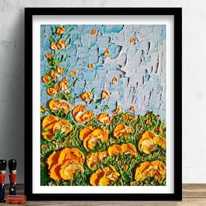 California Poppy Painting ORIGINAL Art on Canvas Custom Order Textured ...