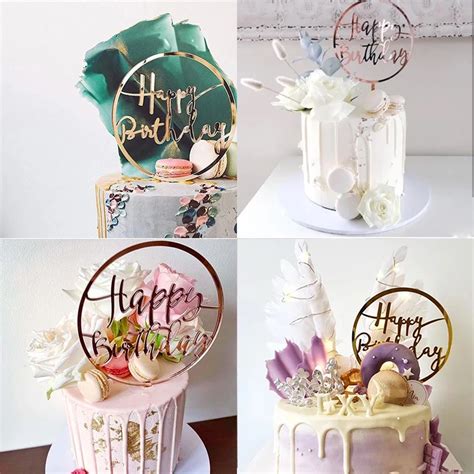 Nieuwe Acryl Gelukkige Verjaardag Cake Topper Gouden Verjaardag Cupcake