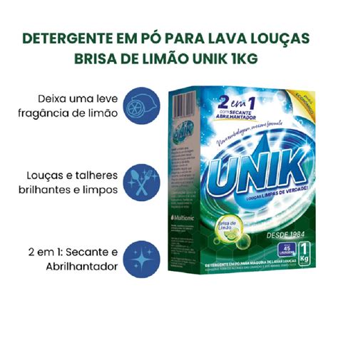 Detergente Em P Para M Quina De Lavar Lou A Kg Unik Secante E