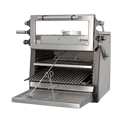 Four Barbecue à charbon GN1 1 Porte relevable Inox Diamond