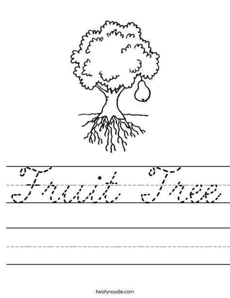 Fruit Tree Worksheet Cursive Twisty Noodle