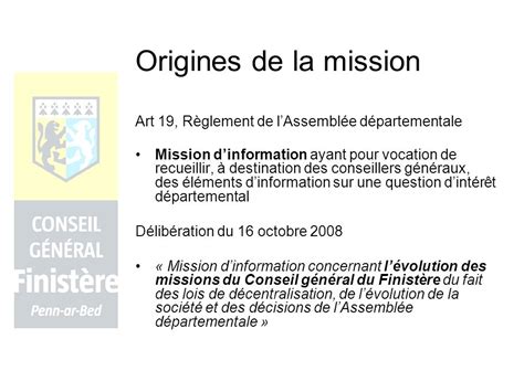 Origines De La Mission Art R Glement De Lassembl E D Partementale