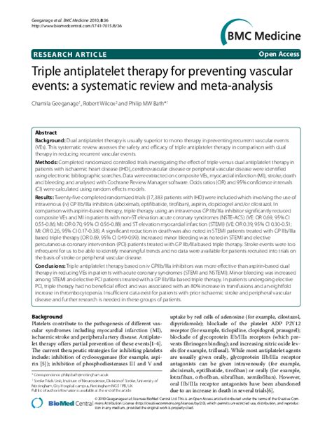 Pdf Triple Antiplatelet Therapy For Preventing Vascular Events A