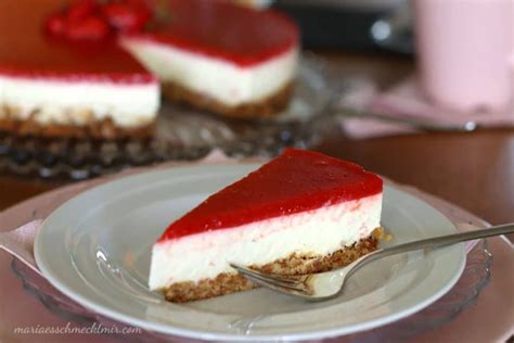 American Cheesecake Mit Erdbeertopping Ohne Backen — Maria Es Schmeckt