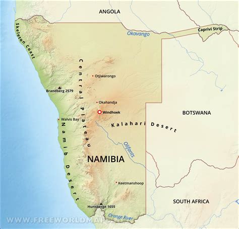 Namibia Physical Map