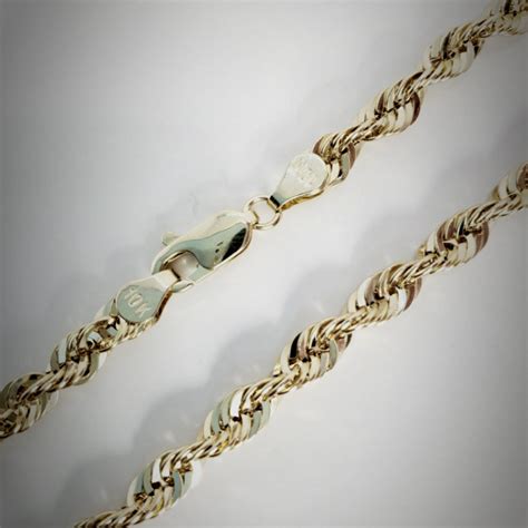 K Gold Mm Thick Diamond Cut Italian Twisted Rope Chain Necklace