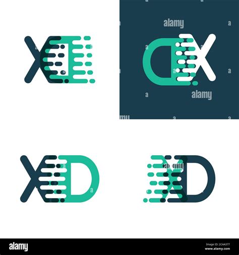 Xd Letters Logo With Accent Speed Green And Blue Stock Vector Image