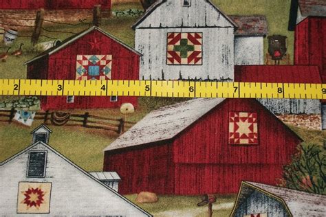 Country Fabric Farm Fabric Quilt Barn Fabric By The Yard Etsy