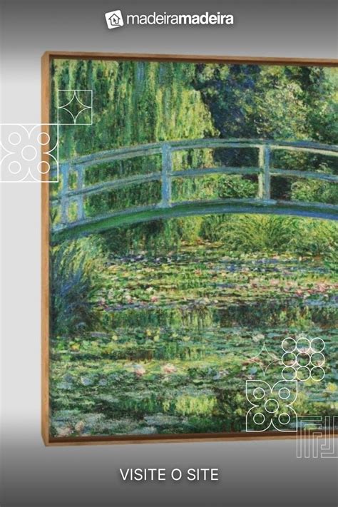 Quadro Claude Monet Passarela Dos Lírios D água Tela Moldura Bege