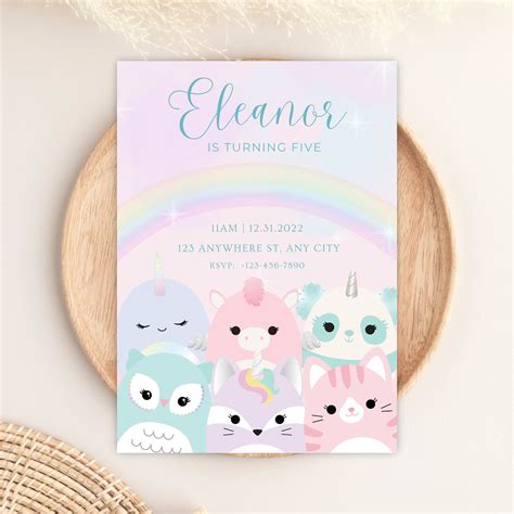 Customizable Squishmallows Birthday Party Invitation Digital Etsy