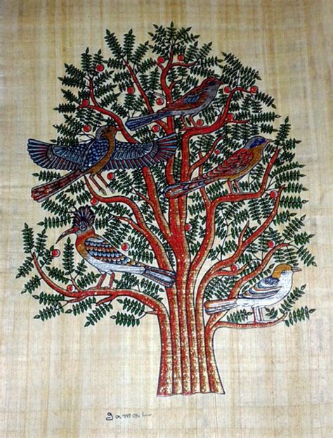 Egyptian Papyrus Painting - Golden Tree of Life