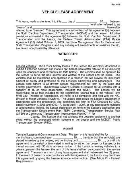 Nc Vehicle Lease Agreement Complete With Ease Airslate Signnow