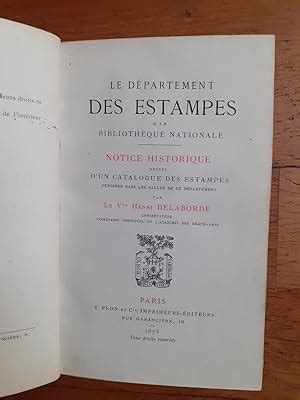 Le Departement Des Estampes A La Bibliotheque Nationale Notice