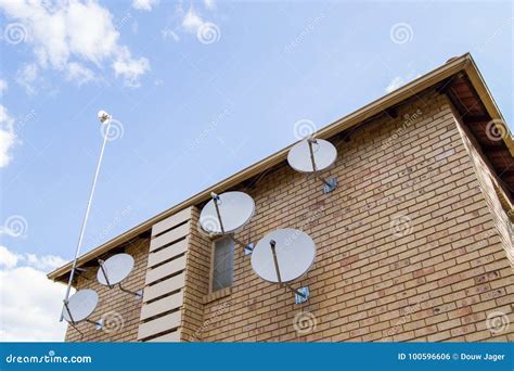 Satellite Dishes House Stock Photo Image Of Network 100596606