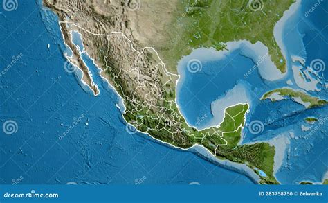 Shape Of Mexico With Regional Borders Satellite Stock Illustration