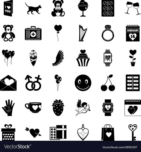 Romance Icons Set Simple Style Royalty Free Vector Image