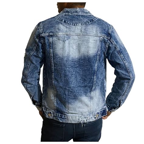 Ripley CHAQUETA JEANS MEZCLILLA HOMBRE SLIM AZUL