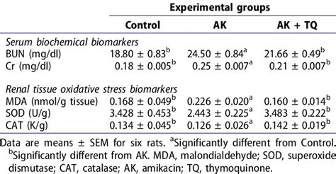 Serum Biochemical And Renal Tissue Oxidative Stress Characteristics