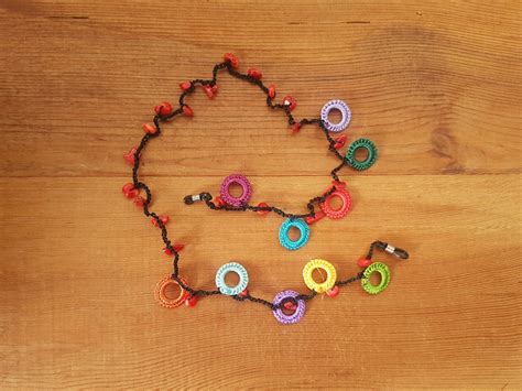 Chain For Glasses Multicolored Crochet Circles Eyeglass Etsy