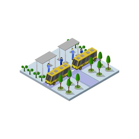 Isometric Bus Stop On White Background Vector Art At Vecteezy