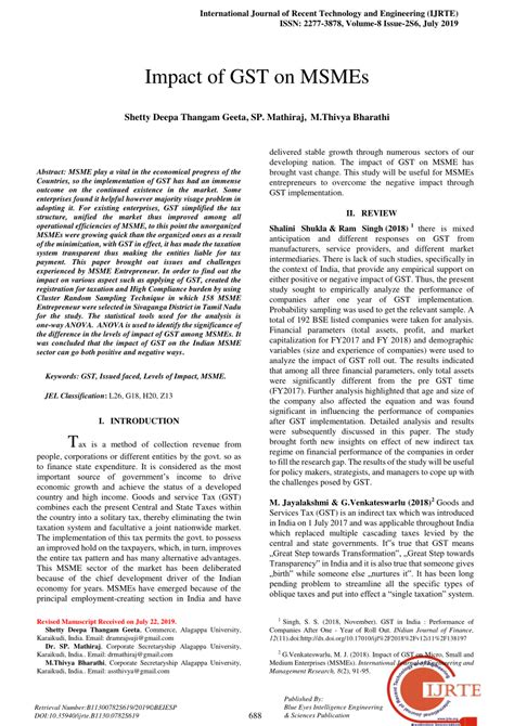 Pdf Impact Of Gst On Msmes