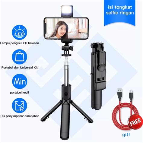 Inbex S03 Selfie Stick Tongsis Bluetooth Tripod 4 In 1 Flash Tongsis