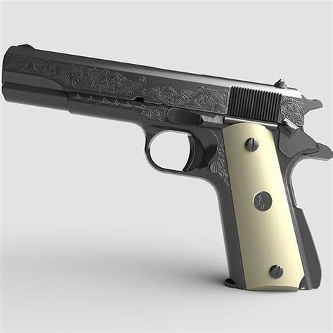 3d Model M1911 Pistol Colt Supernatural Inspired Game Ready Vr Ar