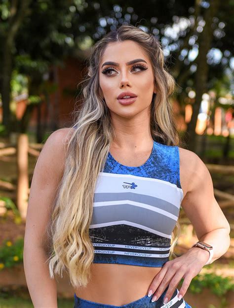 Top Never Give Up Azul Tpk Fitness Moda Fitness E Casual