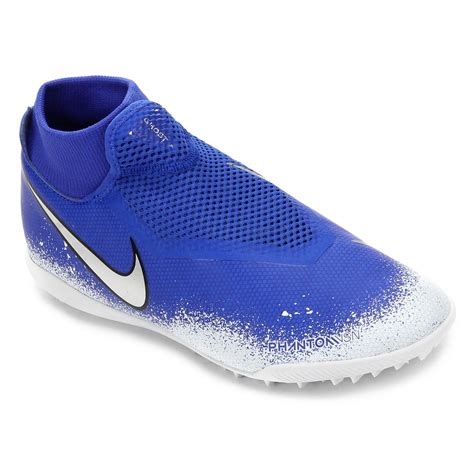 Chuteira Society Nike Phantom Vision Academy Df Tf Azul E Branco