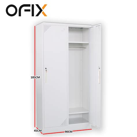 Ofix Door Steel Clothes Locker With Top Bottom Shelf Cabinet White