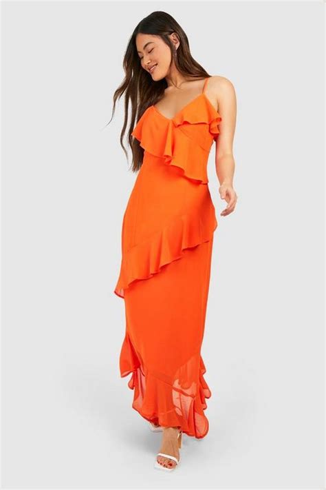 Woven Ruffle Maxi Dress Boohoo Uk