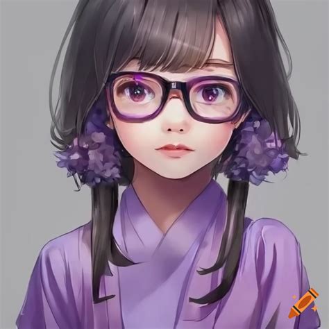 Anime Art Of A Girl With Purple Glasses