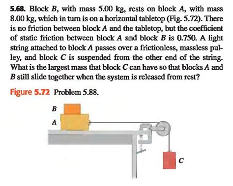 Solved Block B With Mass Kg Rests On Block A With Chegg