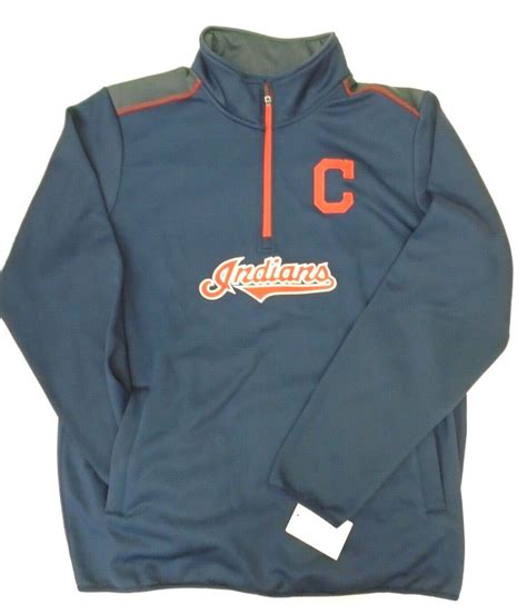 Cleveland Indians Mens Large Giii Progression Half Zip Pullover Jacket