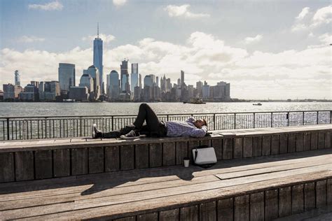 Amerika Usa New York New York City Blick Von New Jersey Auf Downtown