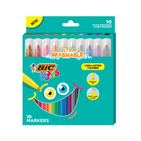 BIC Kids Ultra Washable Markers, Medium Bullet Tip, Assorted Colors, 20/Pack (BKCM20AST)