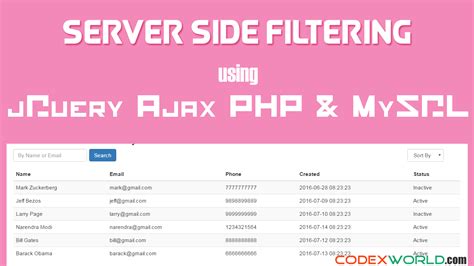 Server Side Filtering Using JQuery Ajax PHP And MySQL CodexWorld