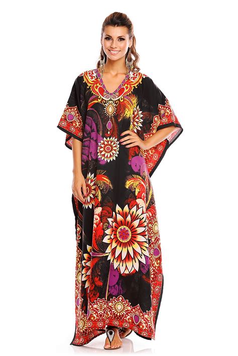 Ladies Floral Oversized Maxi Kimono Kaftan Tunic Kaftan Dress Plus Size Ebay