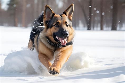 Premium Ai Image German Shepherds Winter Play