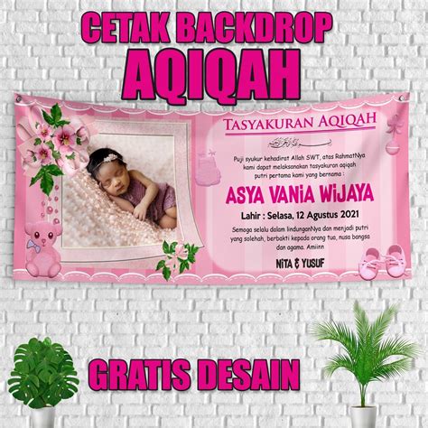 Jual Banner Spanduk Backdrop Tasyakuran Aqiqah Anak Ukuran Murah Gratis