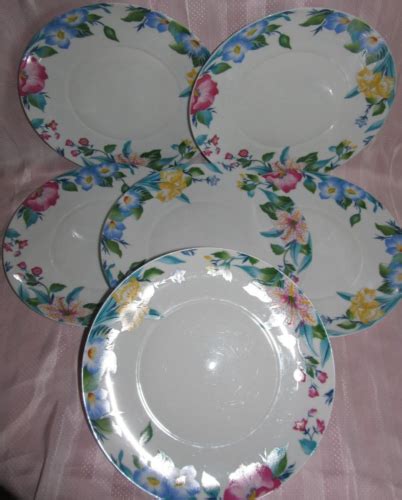 Série de 6 assiettes plates en porcelaine DE Limoges décor floral 24 5