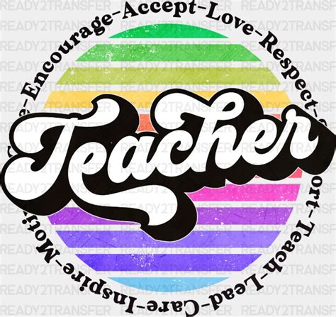 Retro Teacher Dtf Heat Transfer Ready2transfer