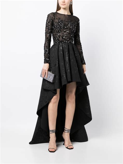 Saiid Kobeisy Brocade Beaded Dress Black Farfetch